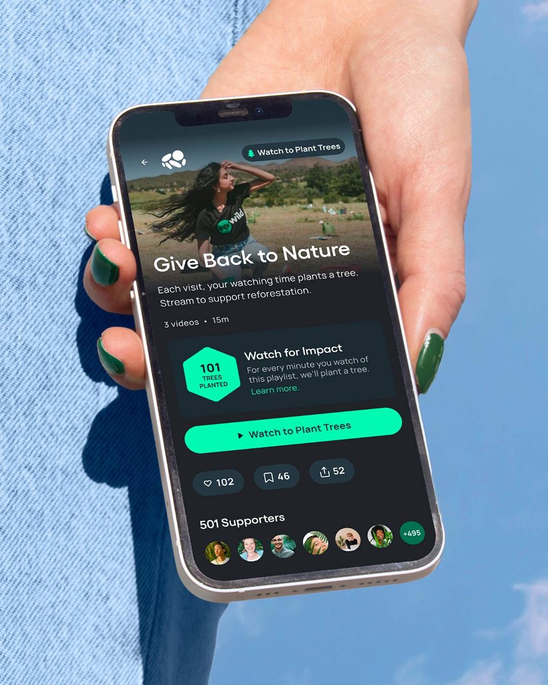 WaterBear Give Back to Nature playlist: watch to plant trees